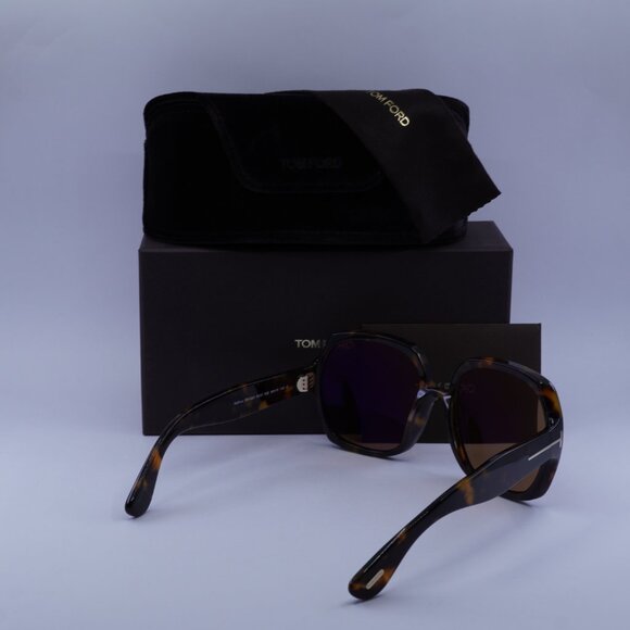 Tom Ford FT1221 52E Saffron Square Sunglasses - Dark Havana\Brown - Picture 10 of 10